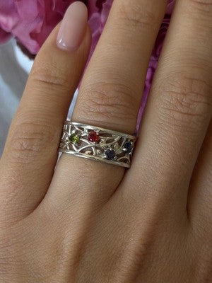 925 Sterling Silver Multi Color Spinel Ring Size 7