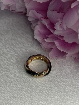 925 Sterling Silver Gold Plated Onyx Ring Size 8
