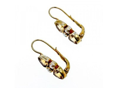 925 Sterling Silver Gold Plated Heliodor & Pearls Earrings