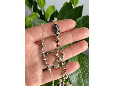 925 Sterling Silver Jewelry Glass Double Bracelet