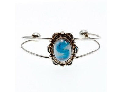 Vintage 925 Sterling Silver Agate Bracelet