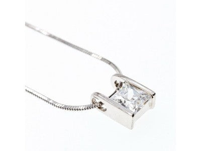 925 Sterling Silver CZ Chain With Pendant Italy