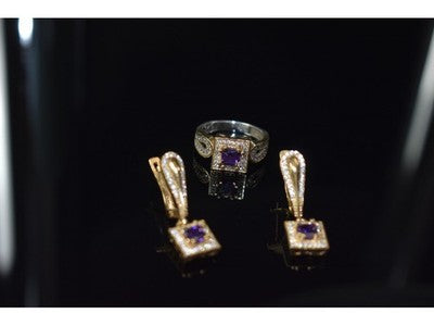 925 Sterling Silver Tanzanite & CZ Jewelry Set Turkey