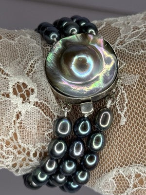 925 Sterling Silver Unique Bracelet Freshwater Pearls Lenght 8 Inch