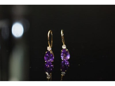 10K Yellow Gold Tourmaline & Diamond Earrings