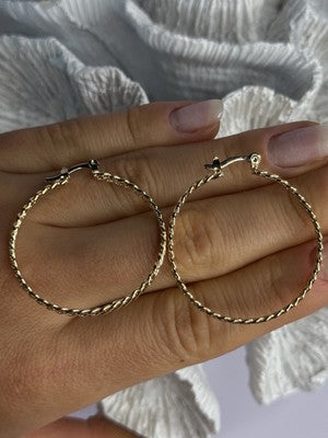 Elegant Hoop Gold Plated Earrings Length 1.50 Inch