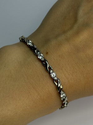Beautiful 925 Sterling Silver CZ Bracelet Length 7 Inch