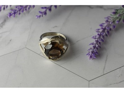 925 Sterling Silver Hessonite Ring Size 9