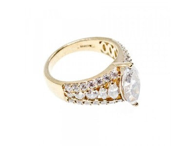925 Sterling Silver Gold Plated CZ Ring Size 6.5