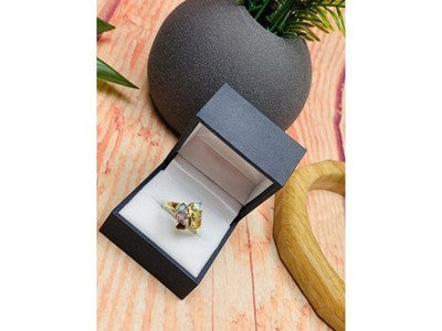 925 Sterling Silver Multi Gemstones Ring Size 9