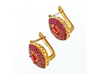 925 Sterling Silver with Gilding Rubellite Set