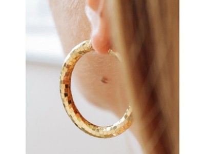 925 Sterling Silver Gold Plated Hoop Earrings Italy