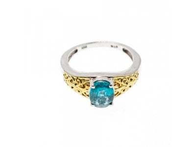 925 Sterling Silver Gold Plated Spinel Openwork Ring Size 6