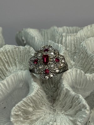925 Sterling Silver Pink Spinel Ring Size 5