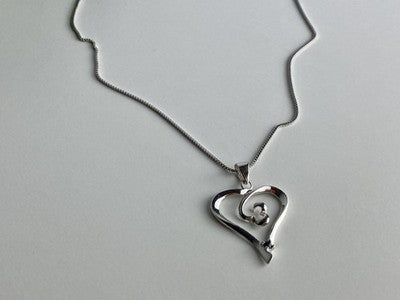 925 Sterling Silver Sapphire "Heart" Chain With Pendant