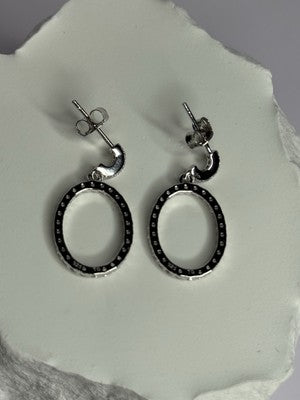 925 Sterling Silver Elegant CZ Earrings Length 1 Inch