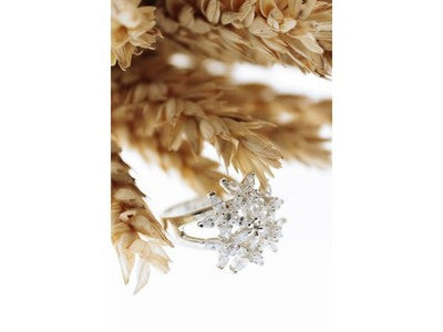 925 Sterling Silver CZ "Flowers" Ring Size 7