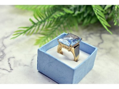 925 Sterling Silver Gold Plated Iolite Ring Size 6.5