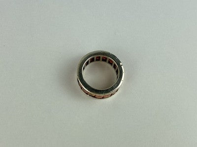 925 Sterling Silver Orange CZ Ring Size 8