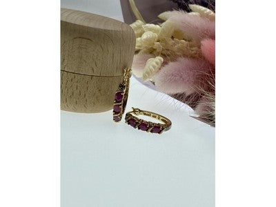 925 Sterling Silver Gold Plated Pink Spinel Earrings