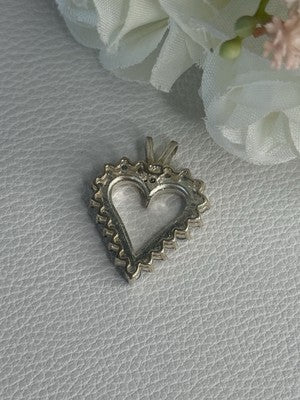 925 Sterling Silver Blue & White Topaz Heart Pendant Length 1 Inch
