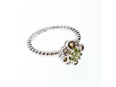 925 Sterling Silver Peridot, Citrine & White Sapphire Ring Size 7