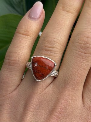 925 Sterling Silver Carnelian Ring Size 7
