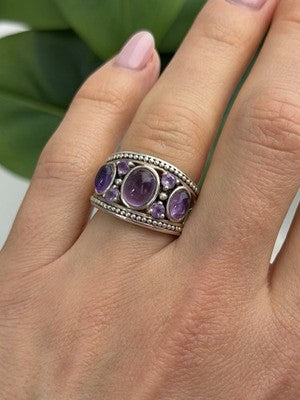 925 Sterling Silver Purple Tourmaline Ring Size 6