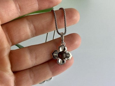 925 Sterling Silver Amber "Flower" Chain with Pendant
