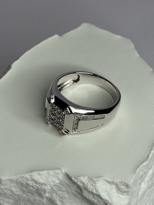 925 Sterling Silver CZ Men'S Ring Size 12