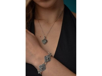 925 Sterling Silver Marcasites Heart Chain With Pendant