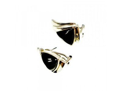 925 Sterling Silver Black Nephrite Earrings