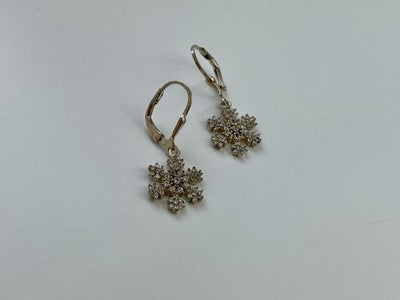 925 Sterling Silver CZ "Snowflakes" Earrings