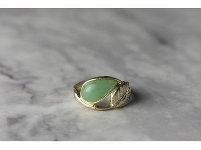 925 Sterling Silver Green Nephrite (Jade) Ring Size 6.5