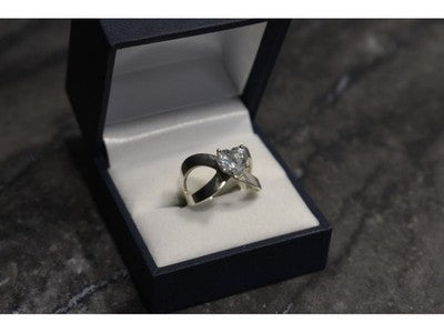 925 Sterling Silver CZ "Heart" Ring Size 8