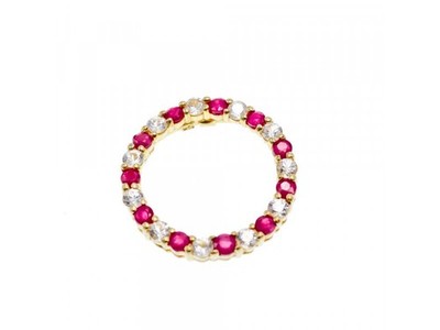 10K Yellow Gold Pink and Colorless Spinel Pendant