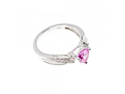 925 Sterling Silver Pink Spinel & CZ Ring Size 7