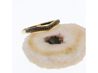 10K Yellow Gold Black Diamonds Ring Size 8