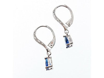 925 Sterling Silver Sapphire & CZ Earrings