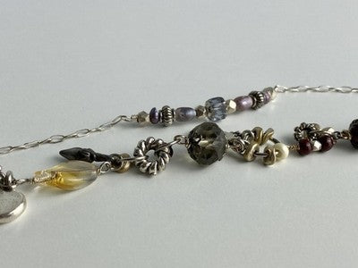 925 Sterling Silver Jewelry Glass Double Bracelet