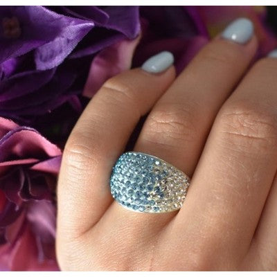 925 Sterling Silver Blue & White CZ Ring Size 6.5