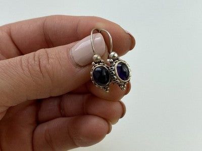 Vintage 925 Sterling Silver Agate Earrings