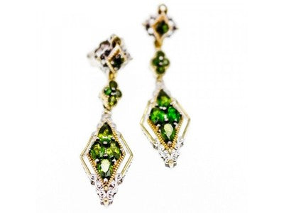 925 Sterling Silver Gold Plated Emerald Earrings