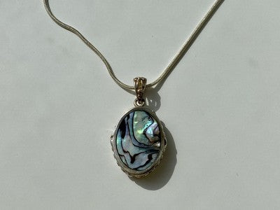 Vintage 925 Sterling Silver Haliotis Chain with Pendant