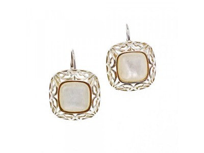 925 Sterling Silver Mother Of Pearl "Openwork" Earrings