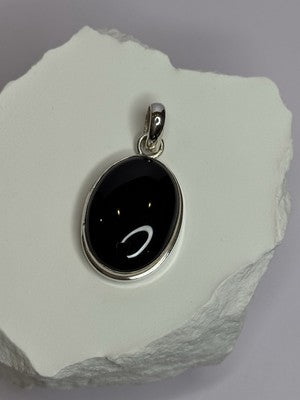 925 Sterling Silver Black Onyx Pendant Length 1.7 Inch