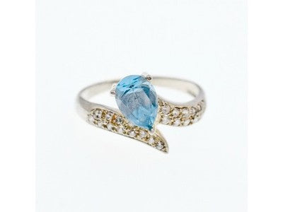 925 Sterling Silver Topaz & CZ Ring Size 9.5