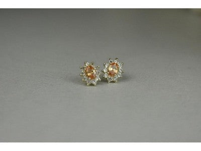 925 Sterling Silver Citrine & CZ "Spring Flowers" Earrings