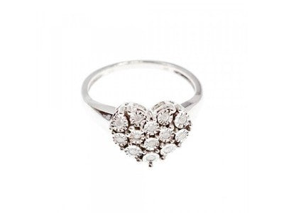 925 Sterling Silver Sapphires "Heart" Ring Size 9