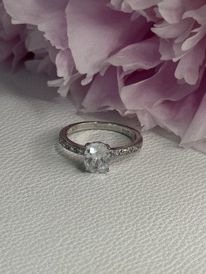 Shiny 925 Sterling Silver CZ Ring Size 10